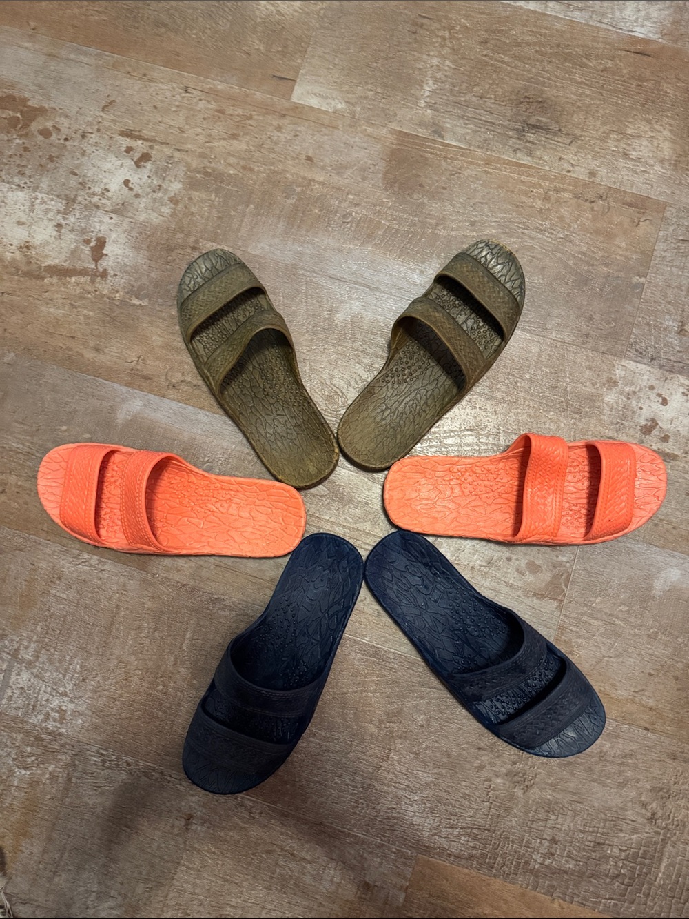 Pali Hawaii Double-Strap Slide Sandals — Coral, Brown, Navy